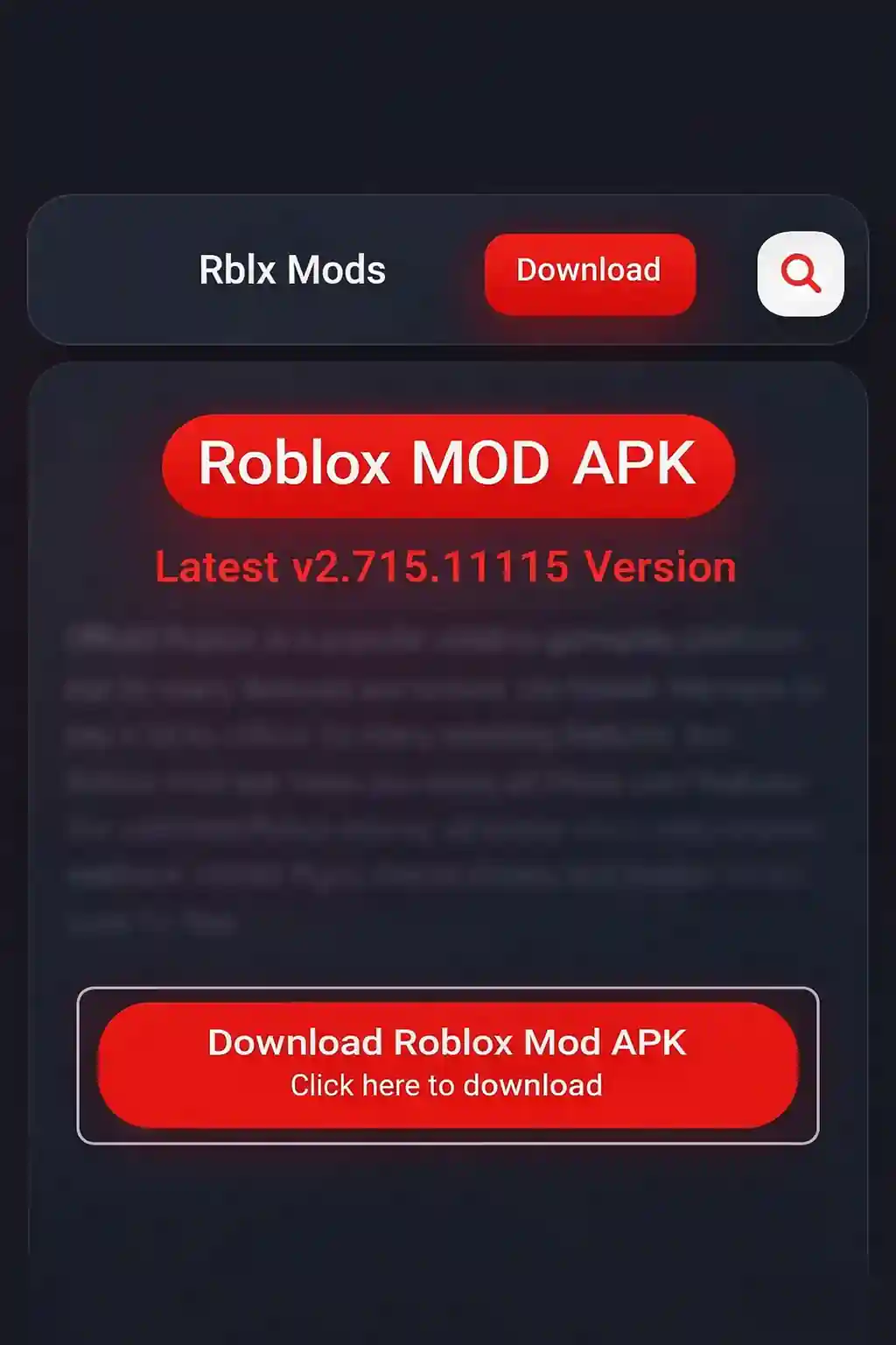 Roblox MOD APK download page